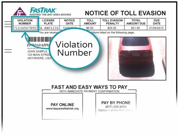 Pay toll notice